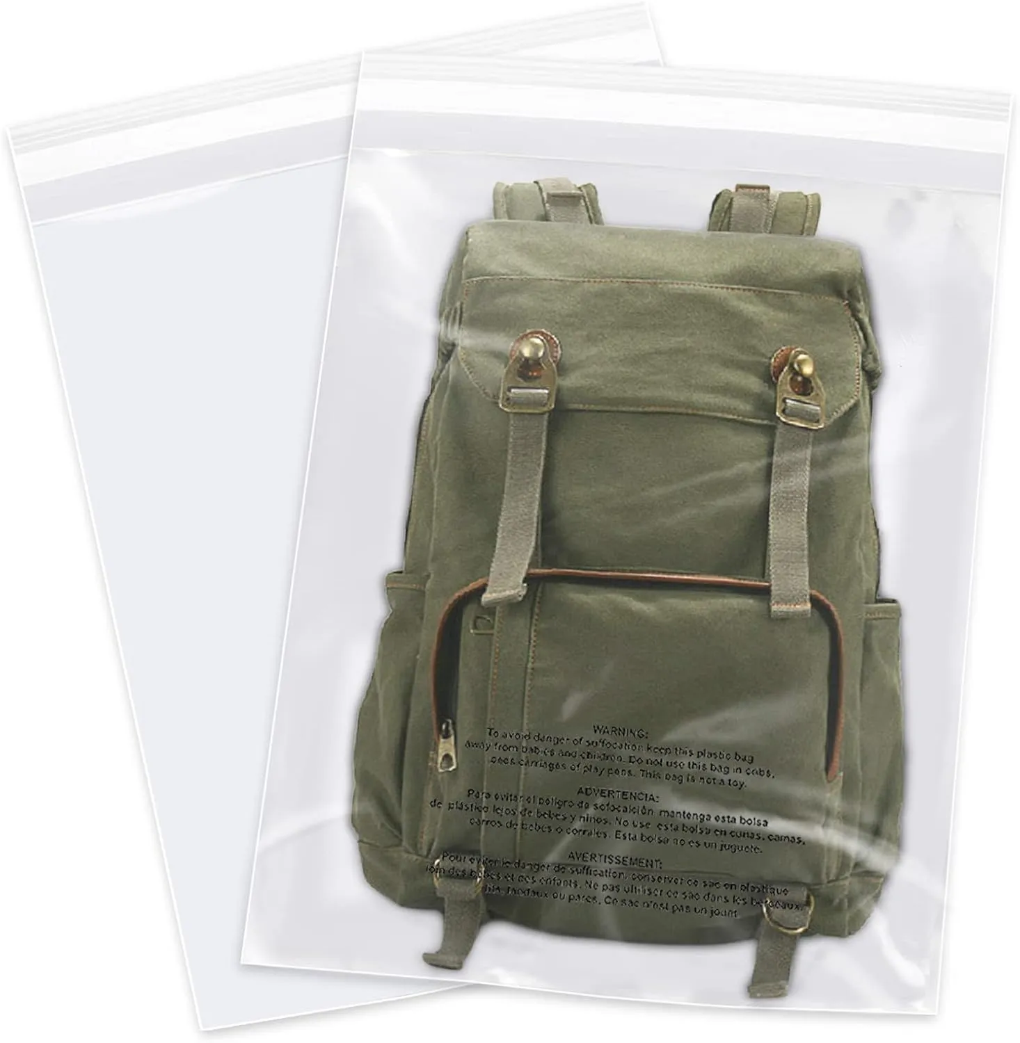10 Pcs - 18" x 24" Suffocation Warning Self Seal Clear Plastic Poly Bags 1.6 Mil-Permanent Adhesive