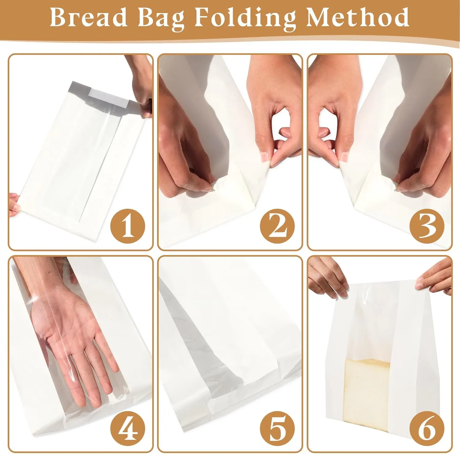 100 Pack Bread Bags for Homemade Bread, Large Paper Bakery Sourdough Bag with Window & Label Seal Stickers for Toast Cookies Snacks