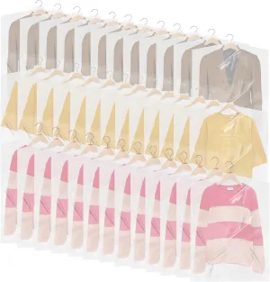 100 Pack Garment Bags for Hanging Clothes 35.4" Plastic Clear Garment Bags Dry Cleaner Bags Transparent Dust-proof Clothes Covers Bags for Closet Storage, Dry Cleaner, Travel
