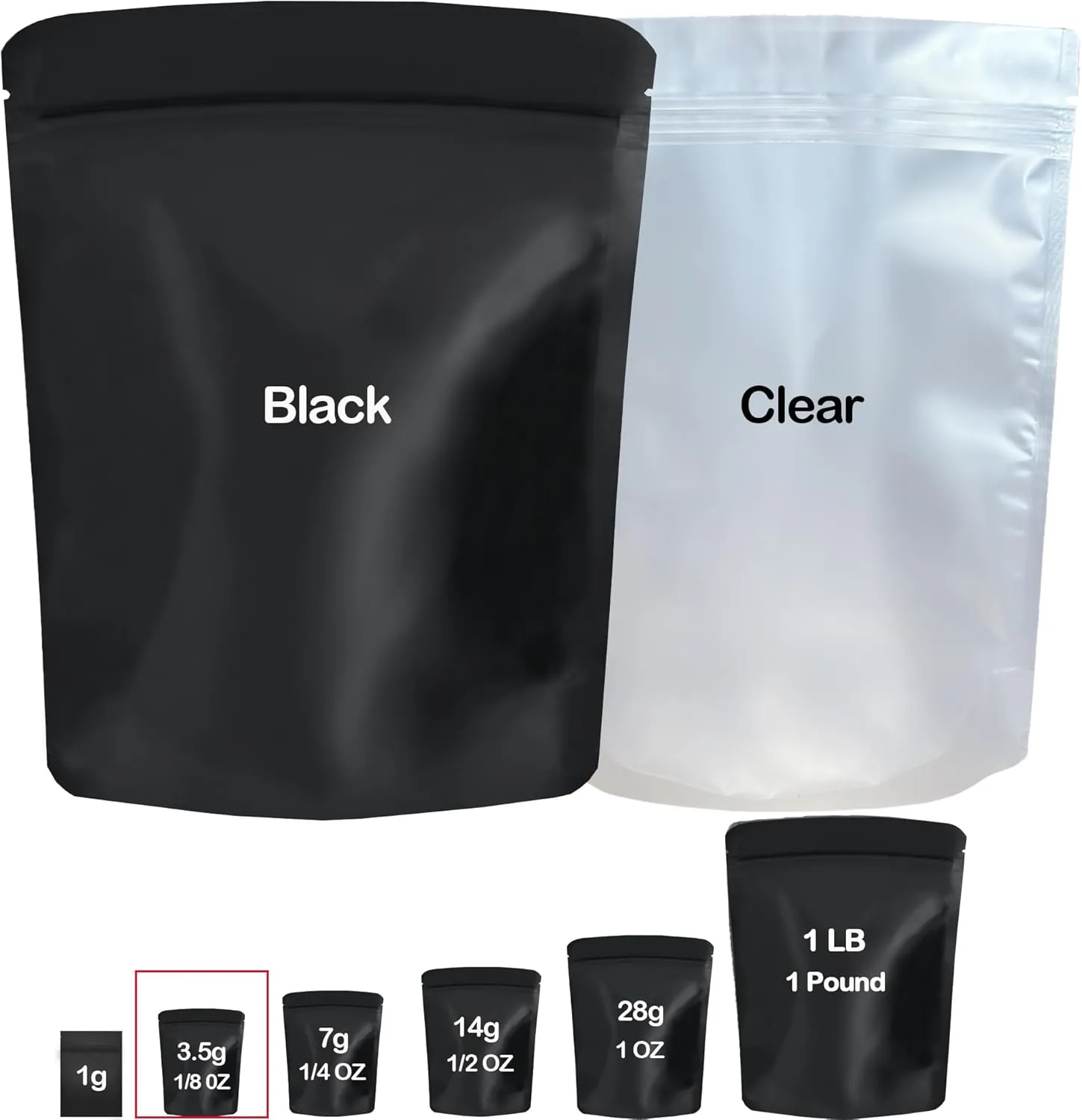100 Pack Mylar Bags, 3.62 x 5 inchs Premium Smell Proof Bags with Double-sided matte design ，Resealable Food Storage Aluminum Foil Stand-up Packaging Bags. (3.5 Grams)