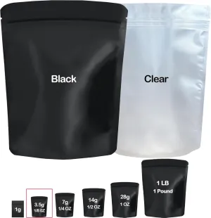 100 Pack Mylar Bags, 3.62 x 5 inchs Premium Smell Proof Bags with Double-sided matte design ，Resealable Food Storage Aluminum Foil Stand-up Packaging Bags. (3.5 Grams)