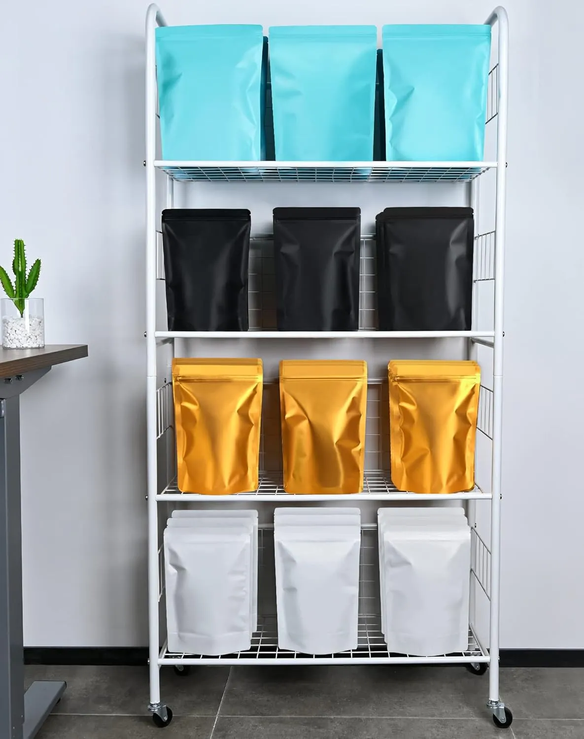 100 Pack Resealable Stand Up Bags,Smell Proof Pouch Sealable Foil Pouch Bags for Packaging (Black, 4" x 6")