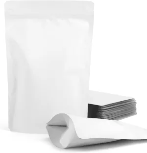 100 Pack Resealable Stand Up Bags,Smell Proof Pouch Sealable Foil Pouch Bags for Packaging (White, 4" x 6")