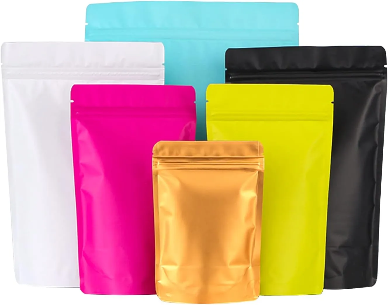 100 Pack Resealable Stand Up Bags,Smell Proof Pouch Sealable Foil Pouch Bags for Packaging (White, 4" x 6")