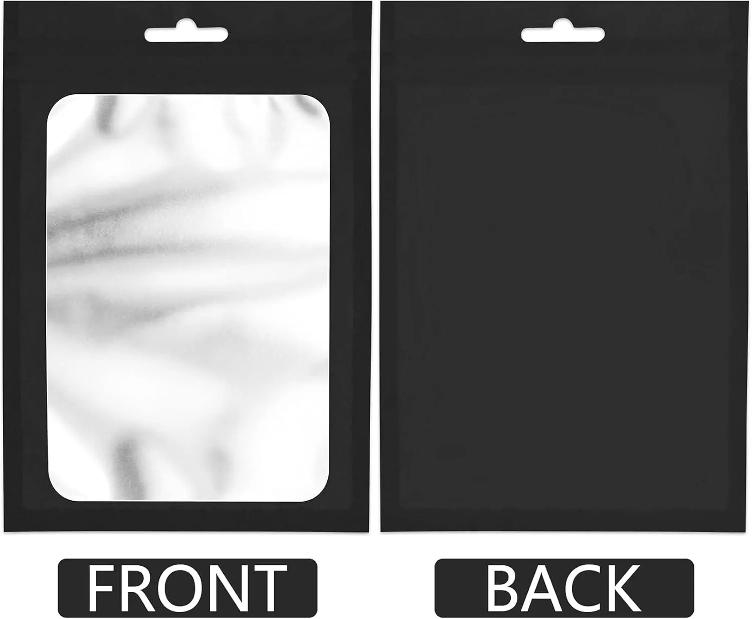 100 Pcs Resealable Mylar Bags with Clear Window Bags Packaging Bag Foil Pouch Zipper Bag for Food Self Sealing Storage Supplies (7.08x10.24 inches, Black)