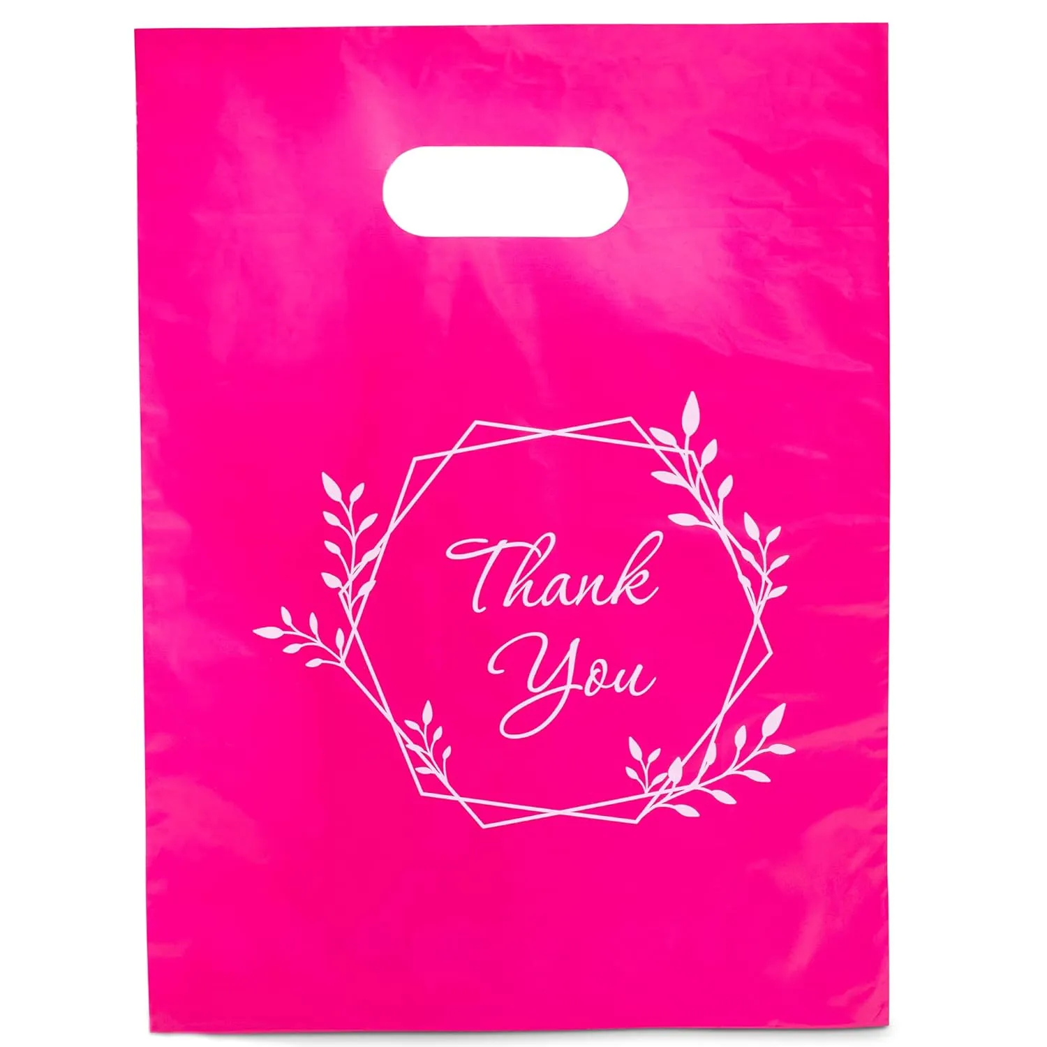 100 Pink Thank You Bags 1.5Mil 9"x12" Perfect for Merchandise And Retail Bags for Small Business Extra Thick Glossy With Handles