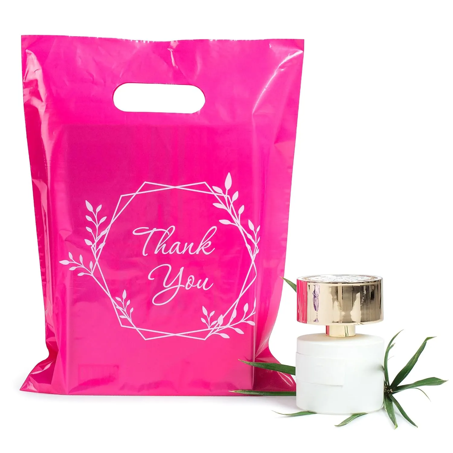 100 Pink Thank You Bags 1.5Mil 9"x12" Perfect for Merchandise And Retail Bags for Small Business Extra Thick Glossy With Handles