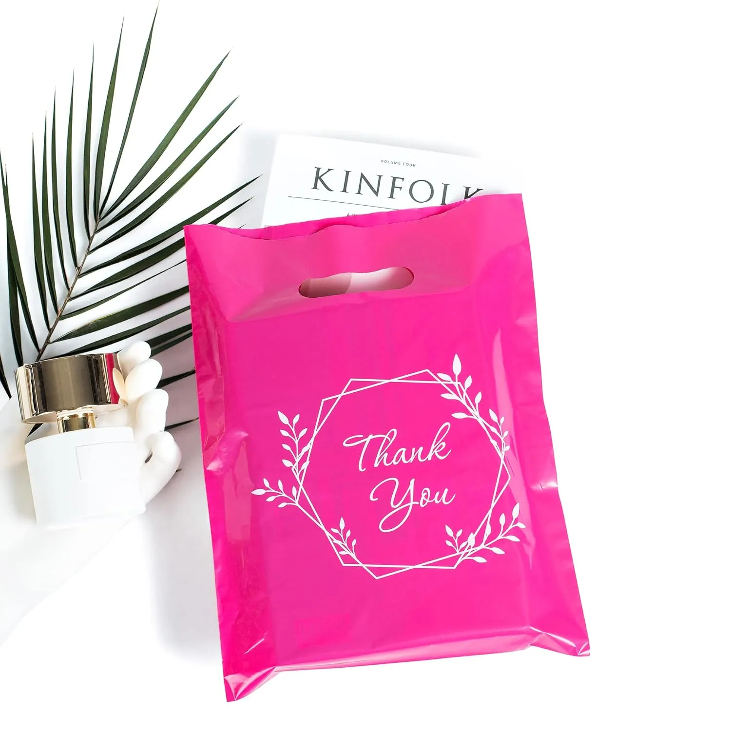 100 Pink Thank You Bags 1.5Mil 9"x12" Perfect for Merchandise And Retail Bags for Small Business Extra Thick Glossy With Handles