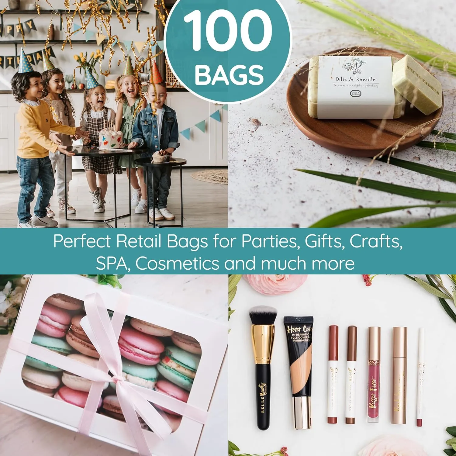 100 Teal Bags for Small Business 9"x12" Perfect For Merchandise And Retail Extra Thick 1.5Mil Glossy Thank You Bags With Handles