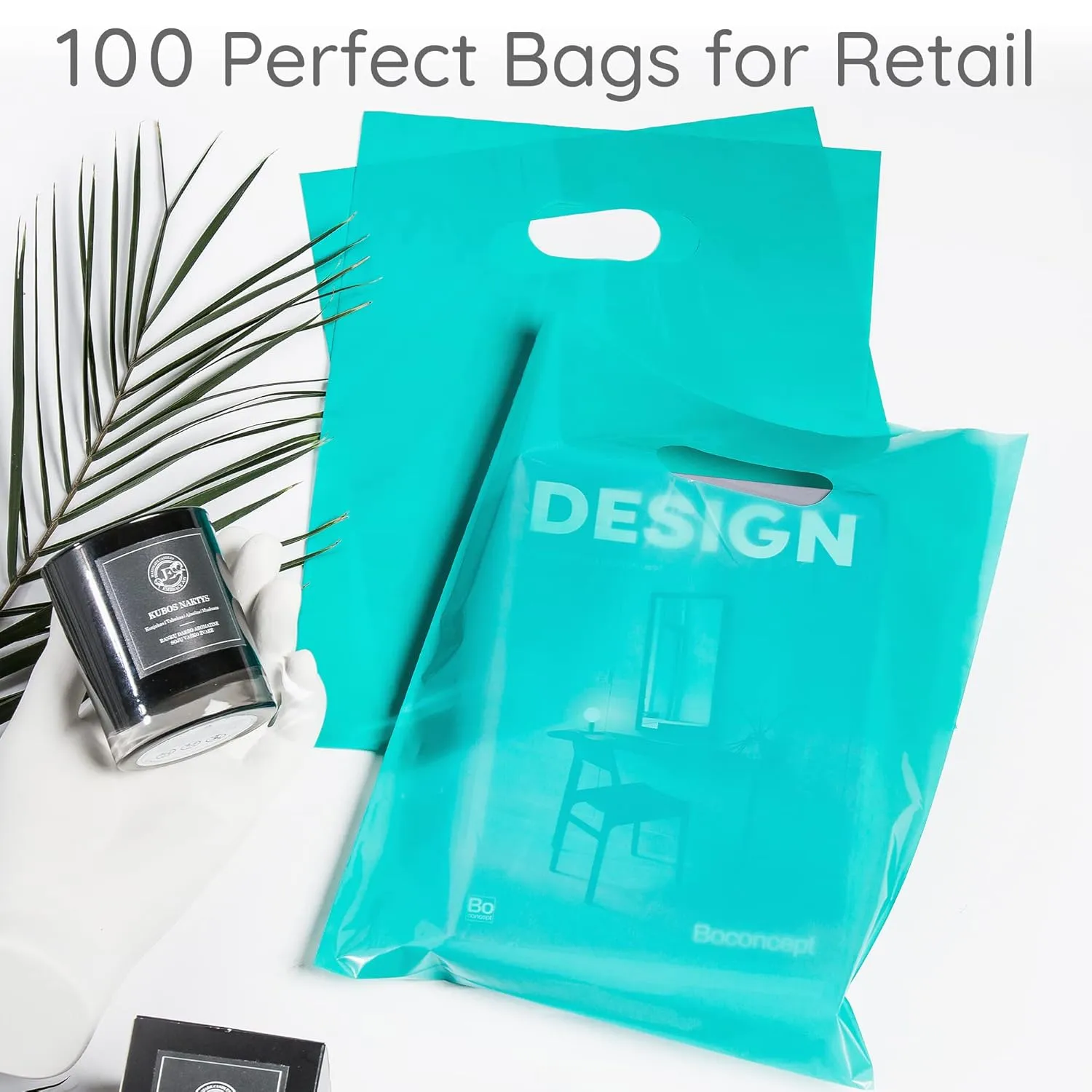 100 Teal Bags for Small Business 9"x12" Perfect For Merchandise And Retail Extra Thick 1.5Mil Glossy Thank You Bags With Handles