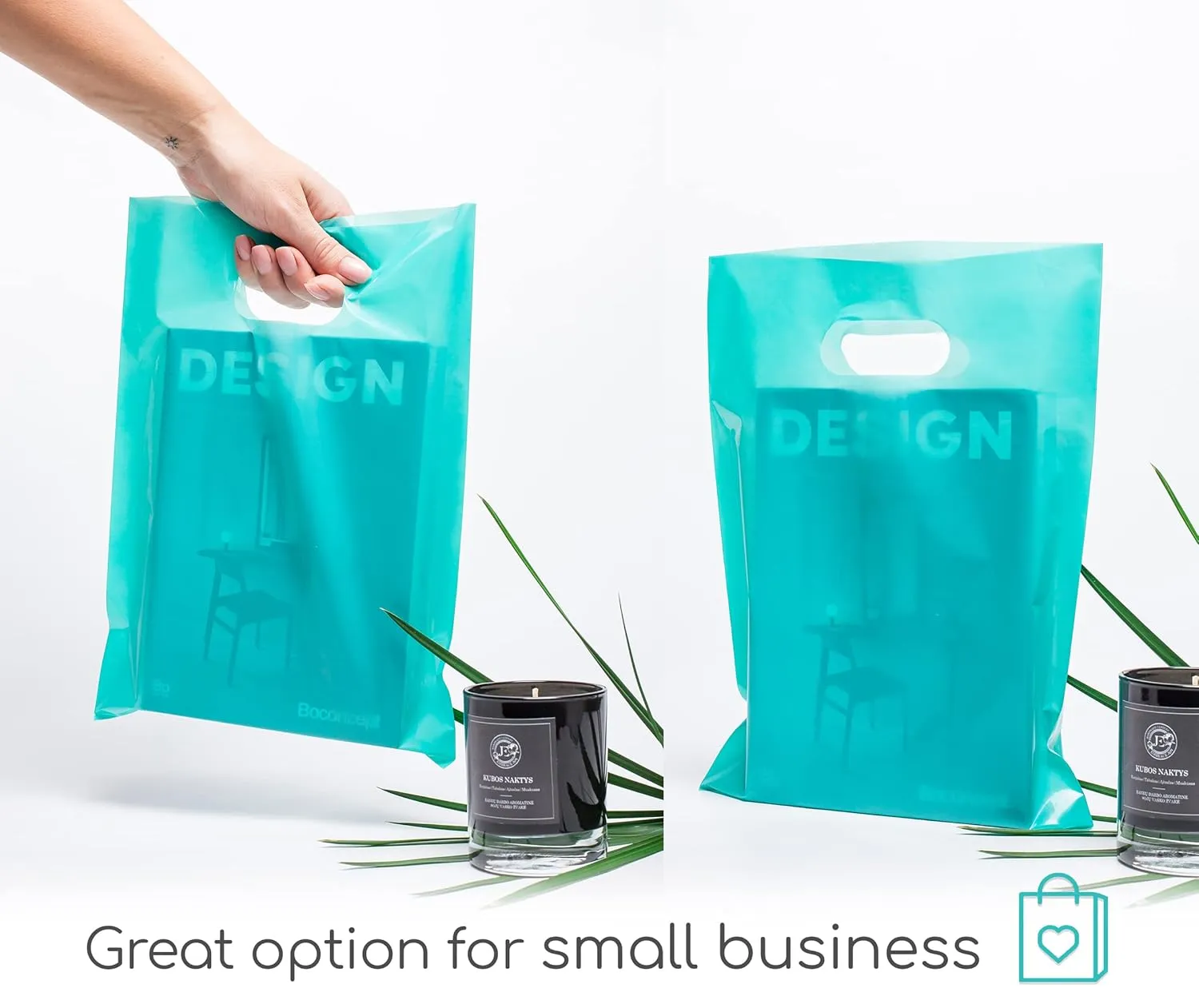 100 Teal Bags for Small Business 9"x12" Perfect For Merchandise And Retail Extra Thick 1.5Mil Glossy Thank You Bags With Handles