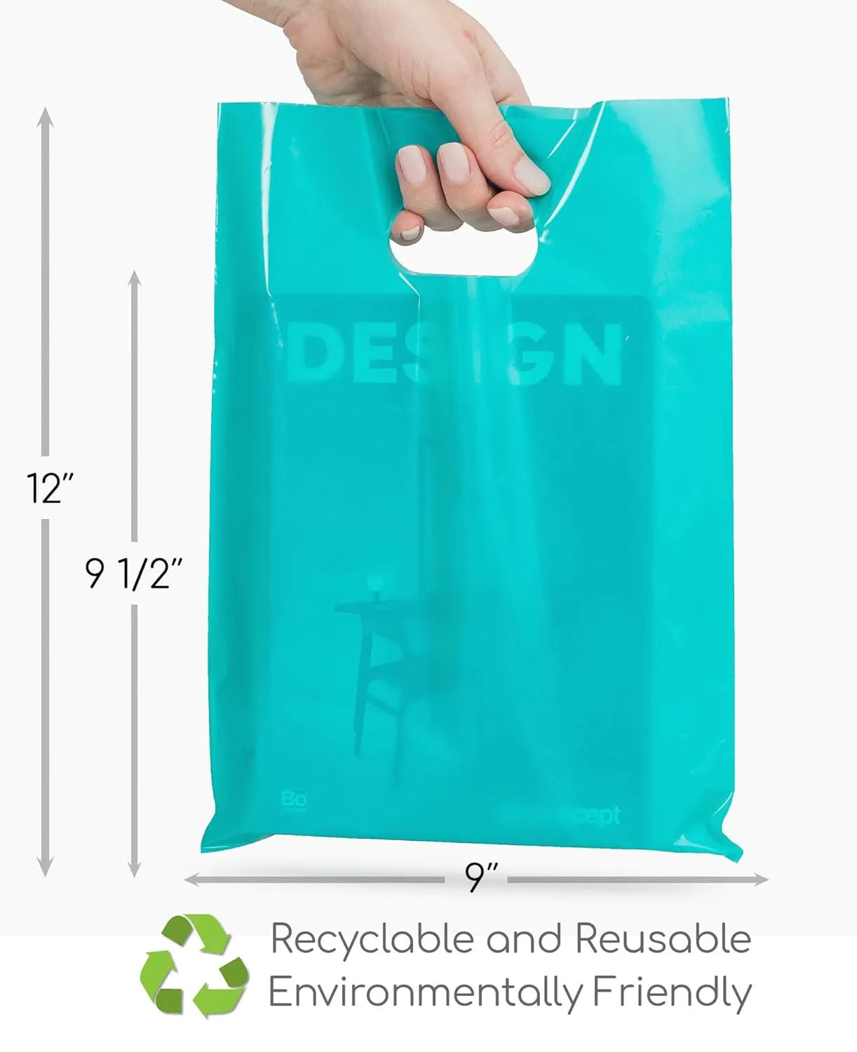 100 Teal Bags for Small Business 9"x12" Perfect For Merchandise And Retail Extra Thick 1.5Mil Glossy Thank You Bags With Handles