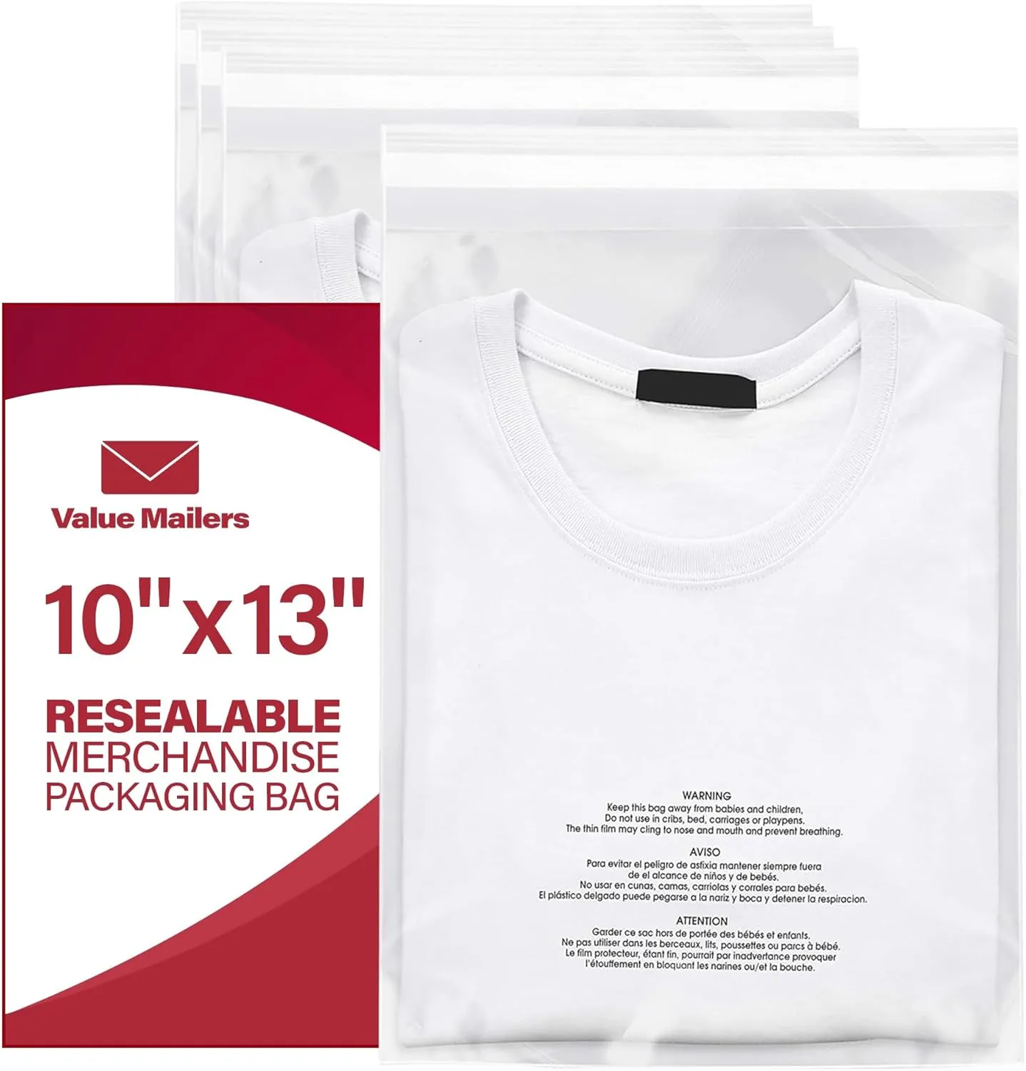 1000 10x13 Suffocation Warning Self Seal Flap Tape Clear ValueMailers Poly Bags Cello Cellophane Polypropylene OPP Bags 1.5 MIL