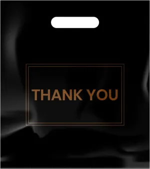 100Pcs 16x18 Inch Thank You Merchandise Bags Plastic Retail Shopping Bags for Stores, Boutique, Party, Gift, Clothes, and More Reusable Plastic Thank You Bags (Black, 2.36mil Thickness)