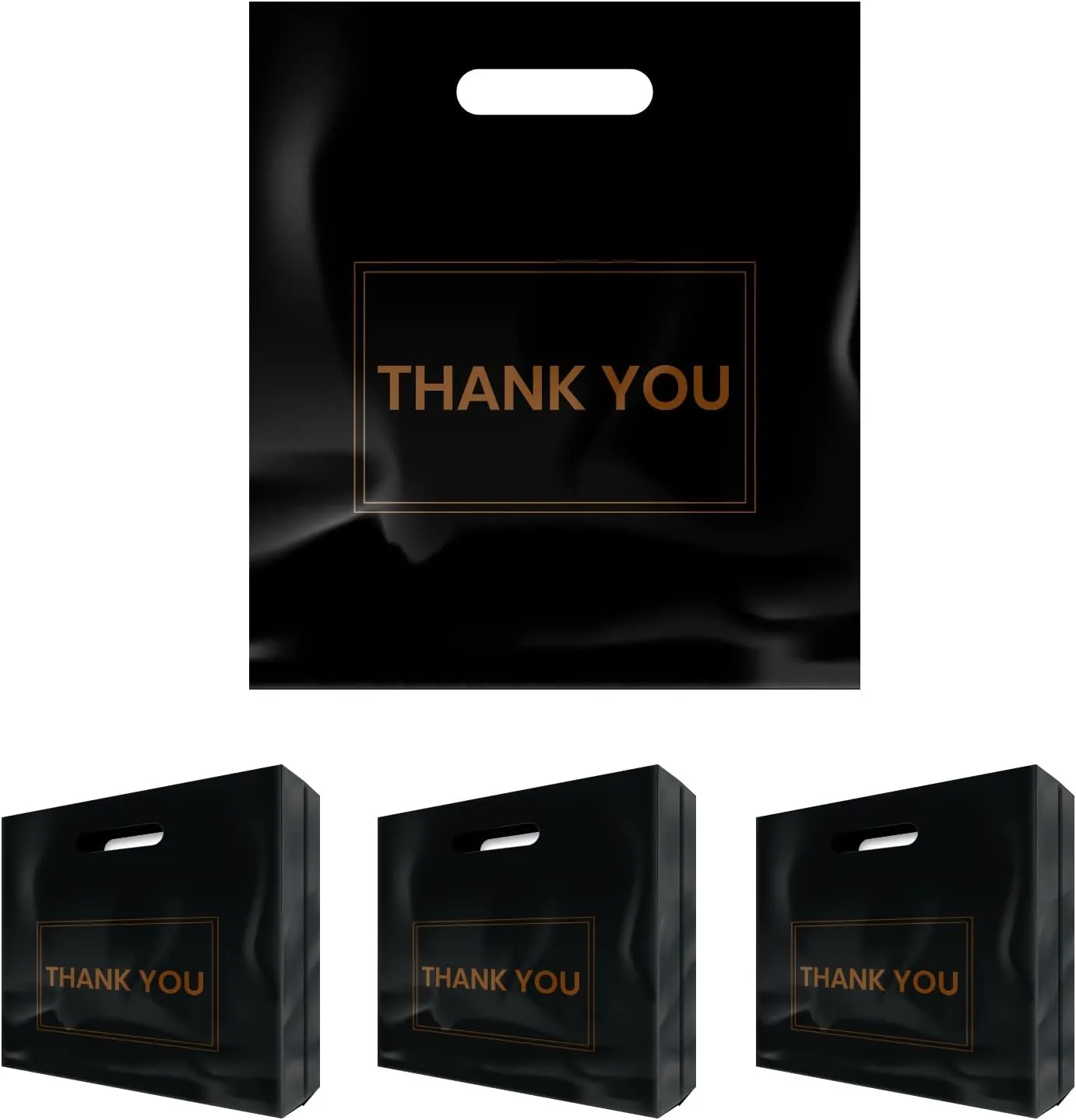 100Pcs 16x18 Inch Thank You Merchandise Bags Plastic Retail Shopping Bags for Stores, Boutique, Party, Gift, Clothes, and More Reusable Plastic Thank You Bags (Black, 2.36mil Thickness)