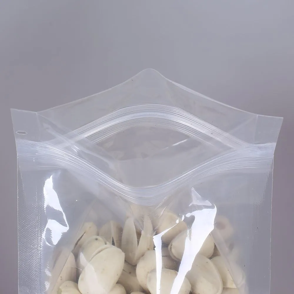 100PCS Clear Transparent Stand-Up Side Gusset Zip Top Seal Bags 10x20 6cm (3.9x7.8 2.3")