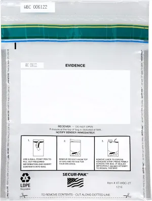 100pk Evidence Bags, 12" x 16" - Premium, Level 4 Security Tamper Evident Bags - Self Sealing, Transparent 2.5 Mil Coextruded Polyethylene
