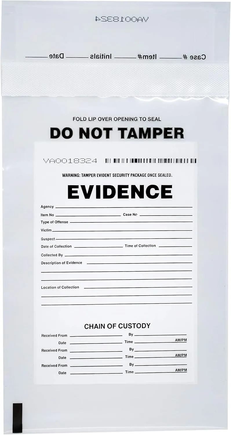 100pk Evidence Bags, 6" x 9" - Premium, Tamper Resistant Bags - Fold Over Sealing Enclosure, Transparent 2.5 Mil Coextruded Polyethylene