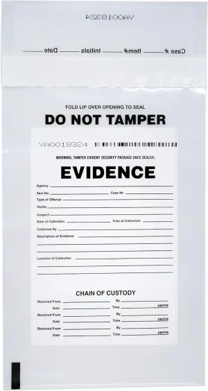 100pk Evidence Bags, 6" x 9" - Premium, Tamper Resistant Bags - Fold Over Sealing Enclosure, Transparent 2.5 Mil Coextruded Polyethylene