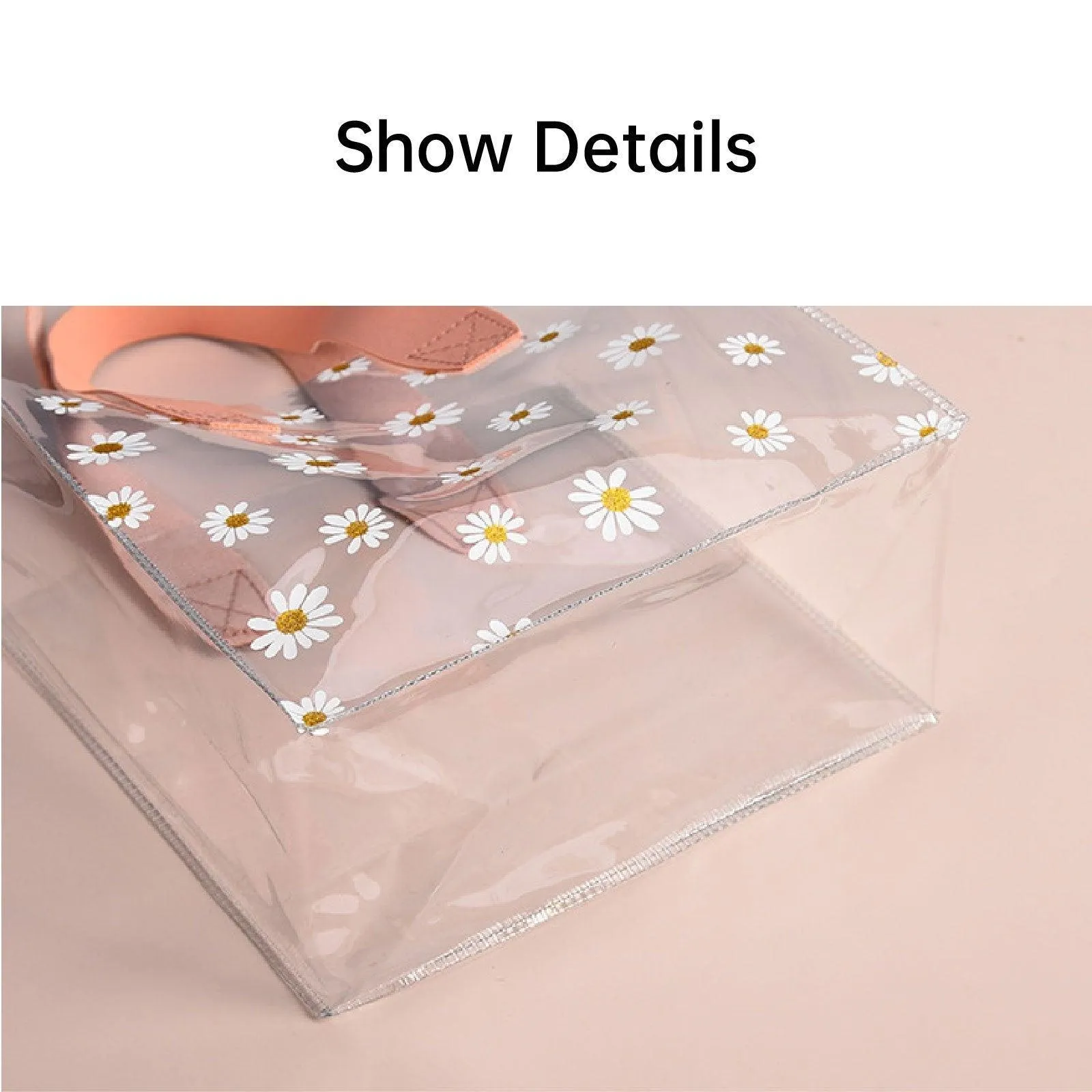 10pcs Small Fresh Transparent PVC Tote Bag Wedding Candy Gift Bag Daisy Design