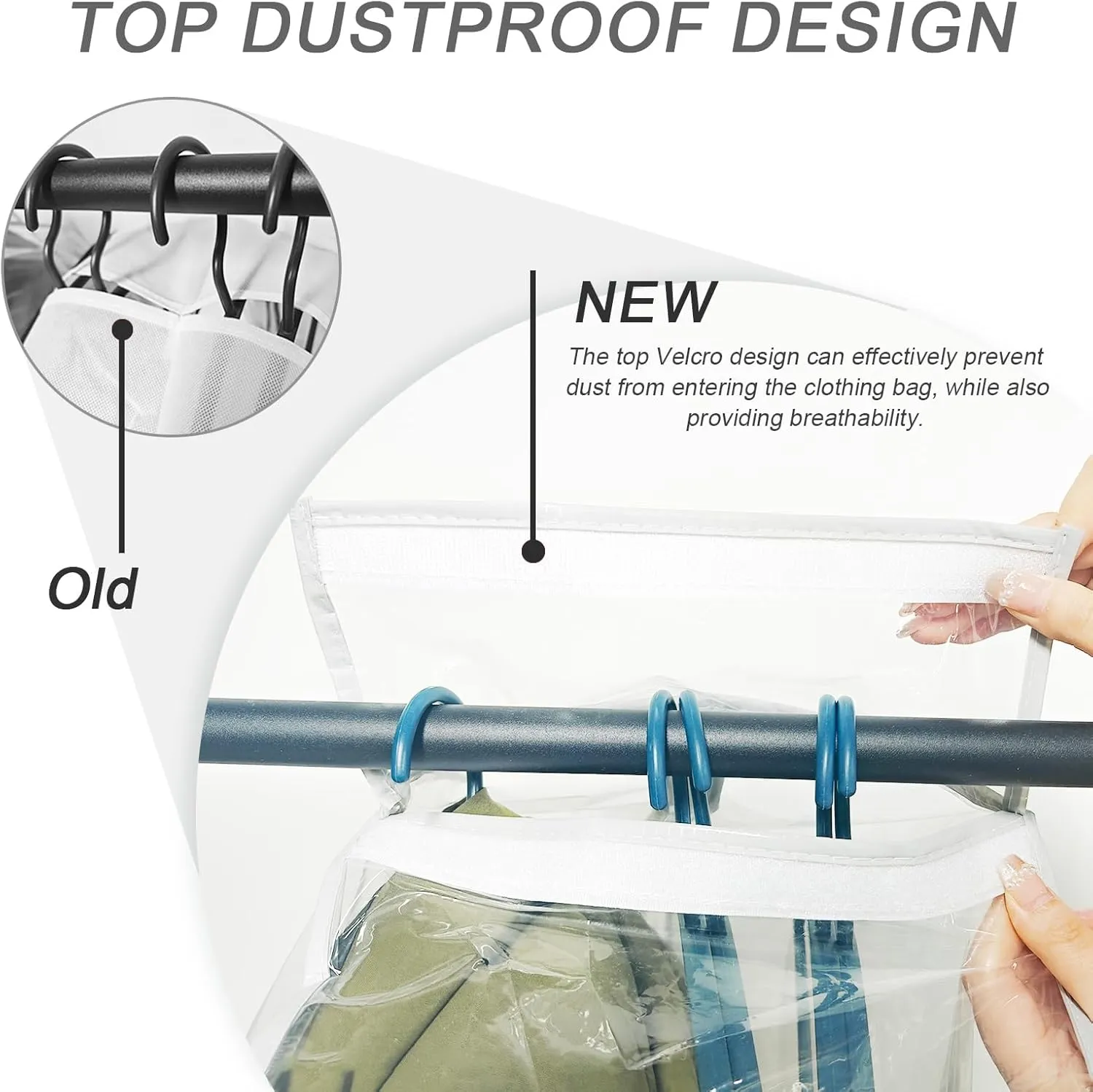 10" Clear Garment Bags for Hanging Clothes- 40" Gusseted Coat Bags for Closet Storage, Plastic Clothes Storage Covers Bags for Suit, Dresses, 3 Packs