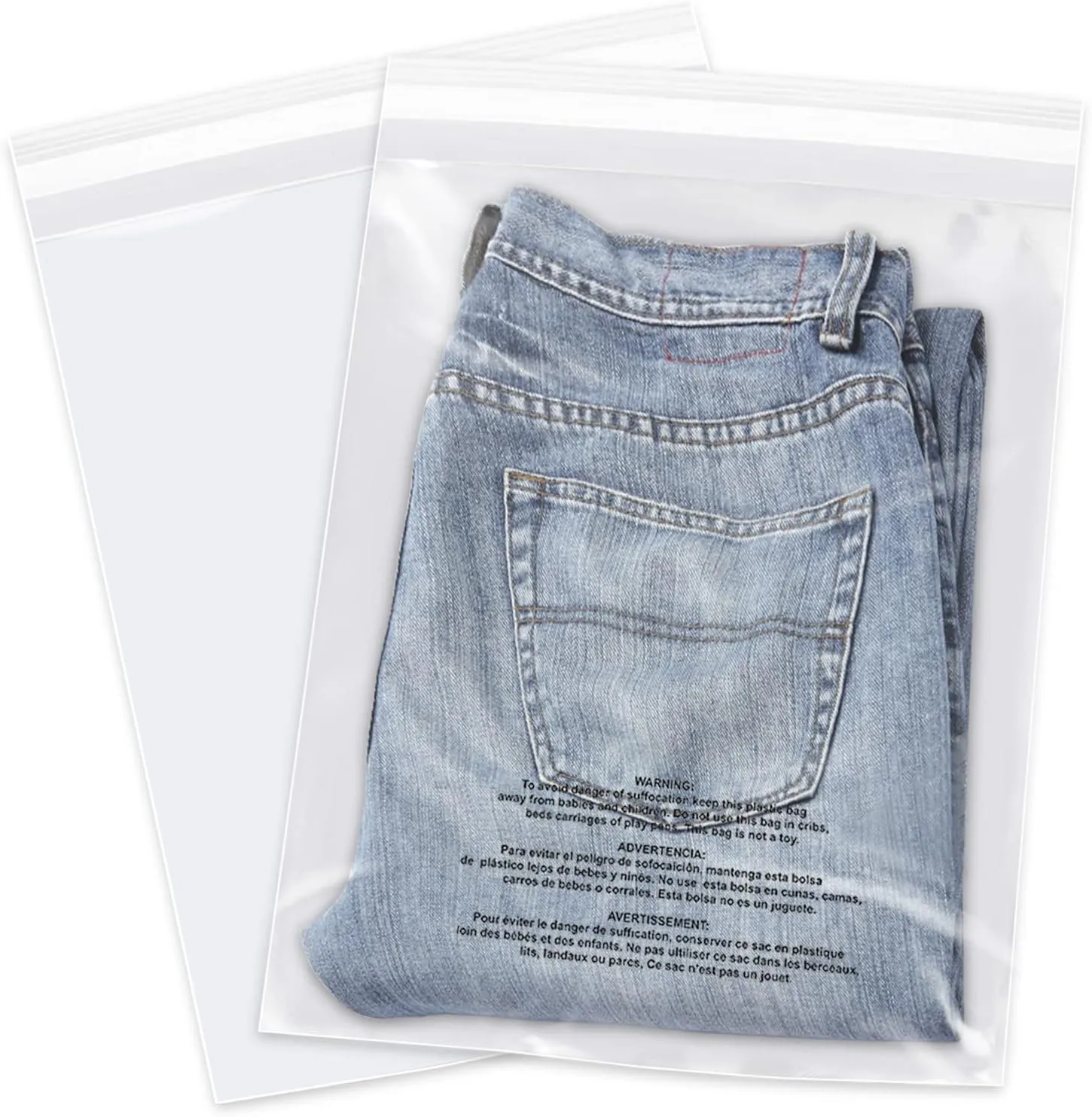 10" x 13" (1000 Count) Self Seal Clear Poly Bags with Suffocation Warning for Packaging, Shipping, Clothing, Shirts & FBA - Resealable Adhesive