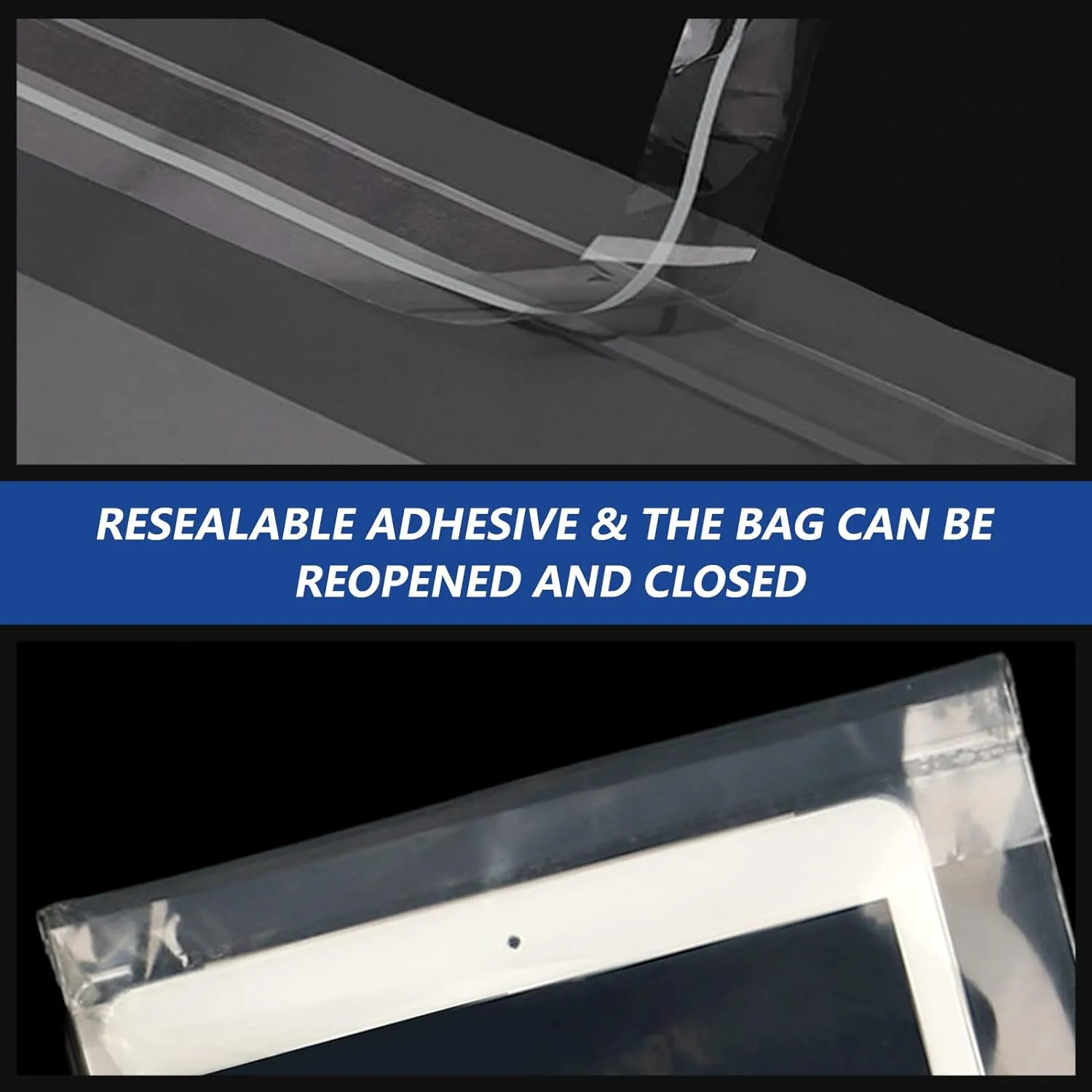 10" x 13" (1000 Count) Self Seal Clear Poly Bags with Suffocation Warning for Packaging, Shipping, Clothing, Shirts & FBA - Resealable Adhesive