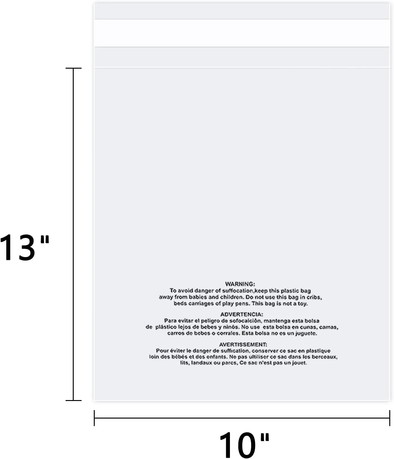 10" x 13" (1000 Count) Self Seal Clear Poly Bags with Suffocation Warning for Packaging, Shipping, Clothing, Shirts & FBA - Resealable Adhesive