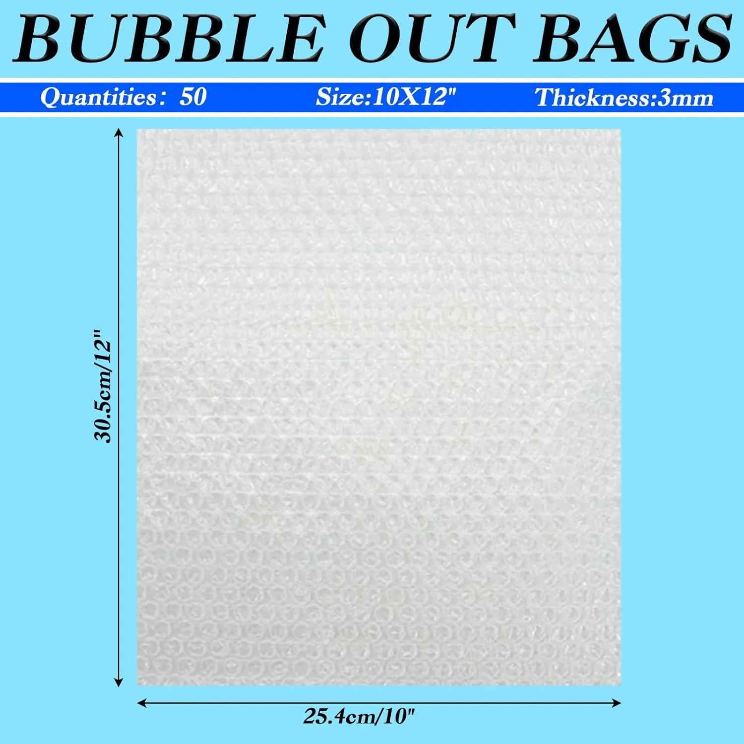 10X12 Inch Bubble Out Bags, 50Pcs Bubble Pouches Warp, double-layered bubble cushioning packaging bags are used for packing, shipping, moving, transportation, and storage.