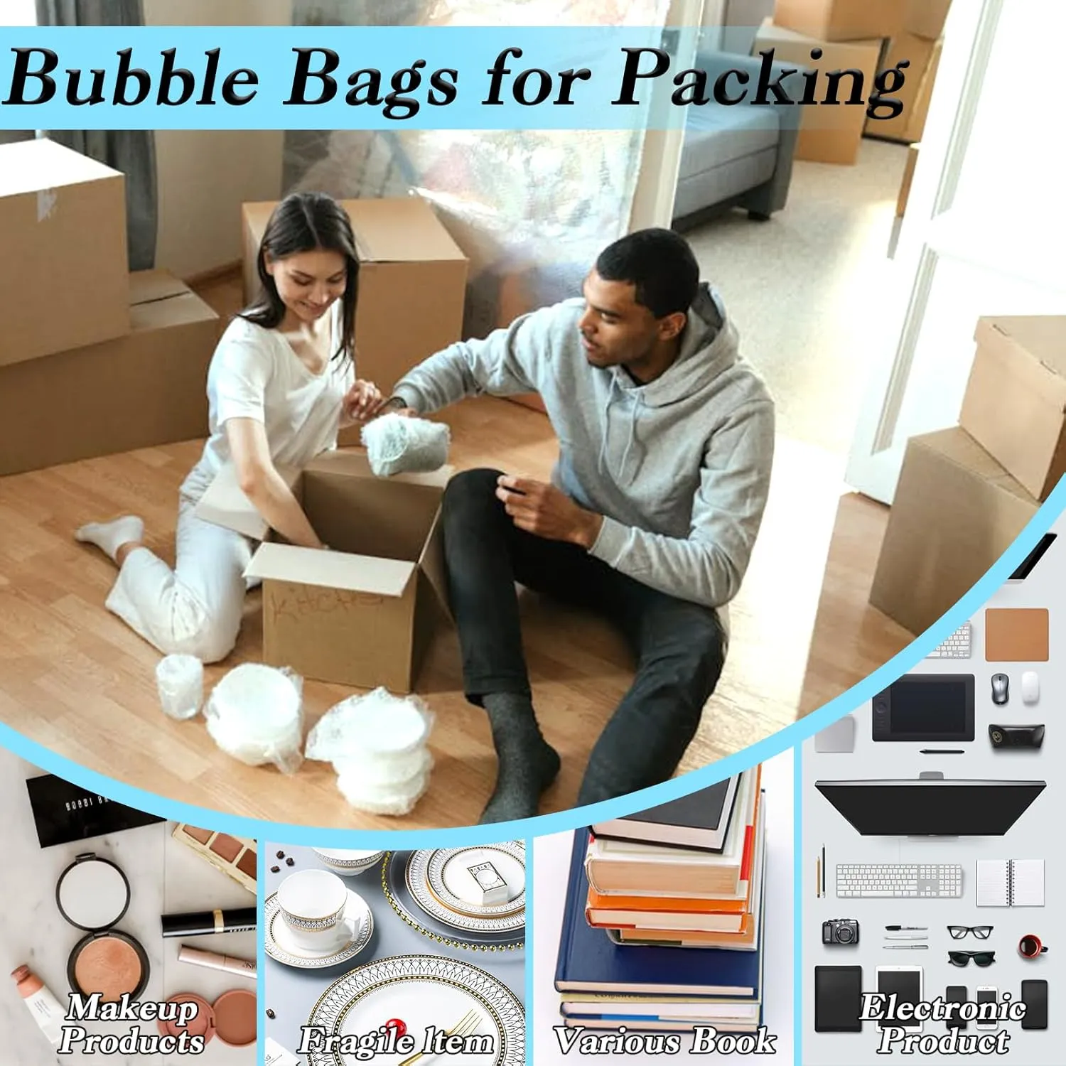 10X12 Inch Bubble Out Bags, 50Pcs Bubble Pouches Warp, double-layered bubble cushioning packaging bags are used for packing, shipping, moving, transportation, and storage.
