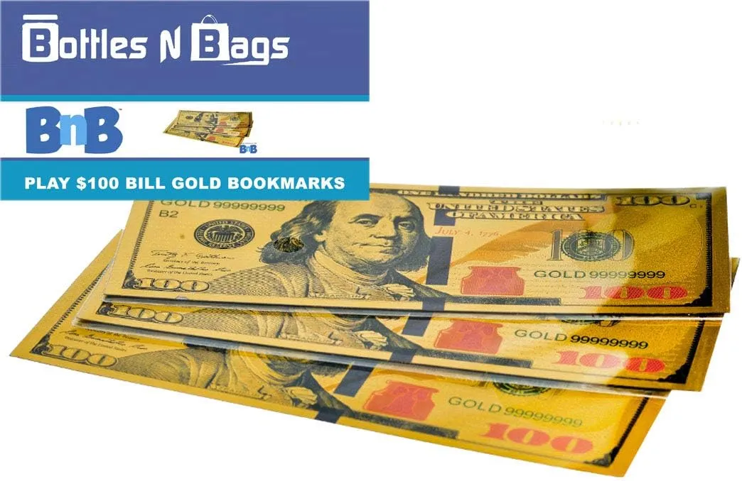 12 Gold $100 Bill Bookmarks for Kids - Quality Thick Book-Marks (1 Dozen) to Promote Reading - One Hundred Dollar US Bank Note - Ben Franklin - Perfect for Classrooms, Book Clubs, Schools (12)