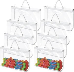 12 Pack Clear PVC Toy Storage Bag with Zipper, Plastic Toy Storage Bags with Handle, Dust-Proof and Waterproof Toy Organizer Bags, Portable Handheld Toy Travel Bag for Blocks Set, Puzzles, Small Toys