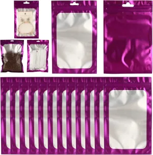 120 PCS-7x10 Reclosable Mylar Bags Purple for Food Storage, Resealable Mylar Bag 1 Quart with Clear Window for Small Businesses, Smell Proof Aluminum Foil Ziplock Edible Packaging Bag for Candies