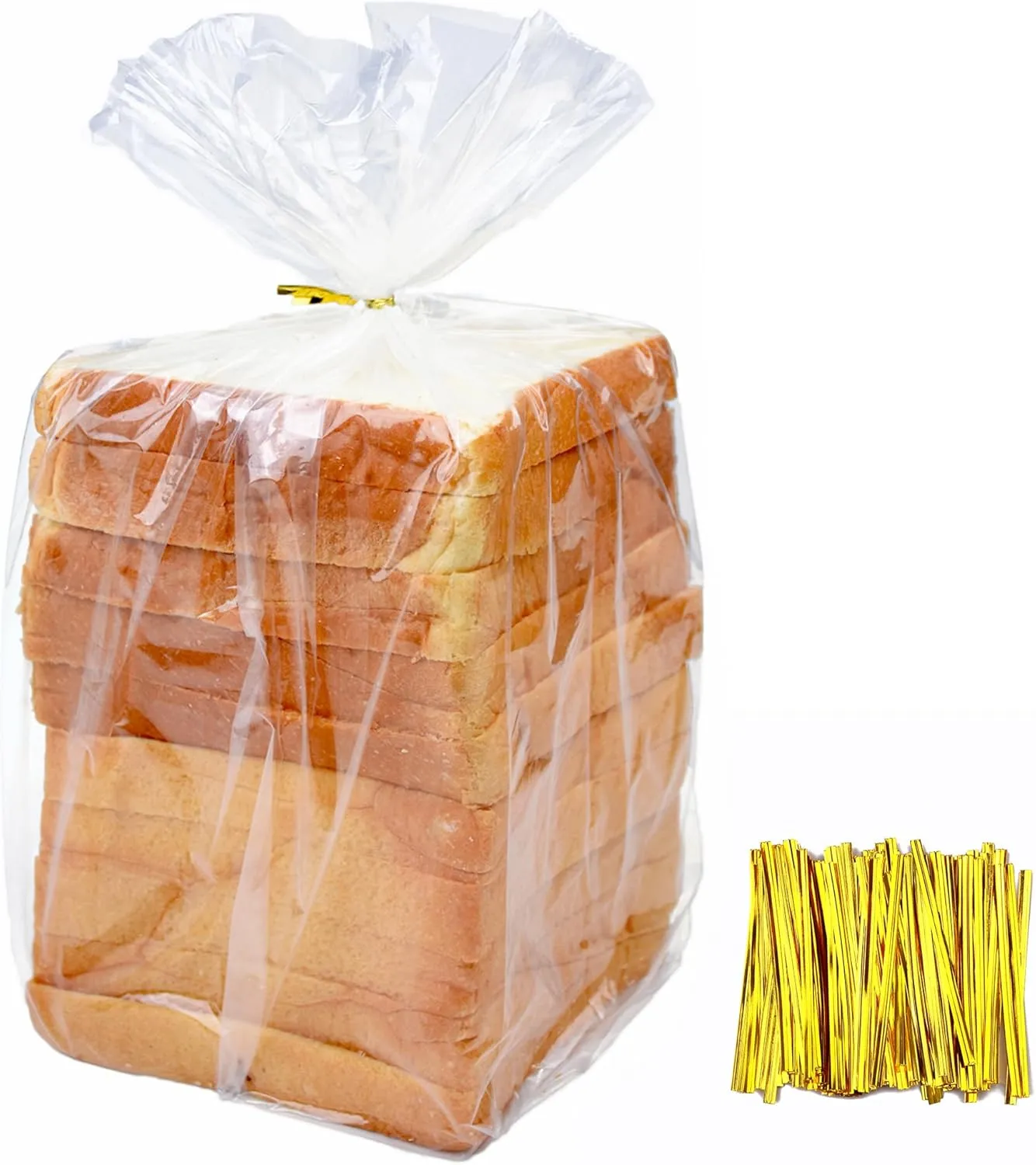 120Pcs Plastic Bread Bags for Homemade Bread and 120 Ties, 18 x 8 x 4 Inch Reusable Clear Loaf Bags, Adjustable, Perfect for Home Bakers and Bakeries (120Pcs)