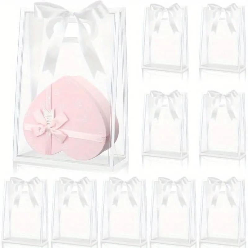 12pcs Reusable Transparent Gift Bags – Sturdy PP Material, Molded Handles