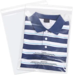 12" x 18" (200 Count) Self Seal Clear Poly Bags with Suffocation Warning for Packaging, Shipping, Clothing, Shirts & FBA - Resealable Adhesive