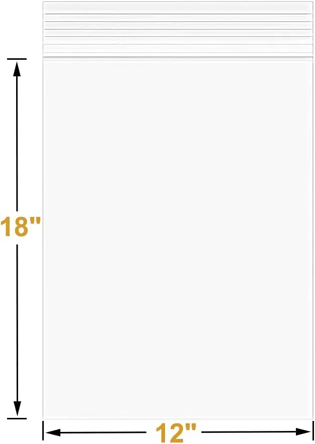 12" x 18" Large Thick 2.4 Mil Clear Zip Seal Lock Poly Bags Reclosable Plastic Bags Clothing T-Shirts Shoes Toys Snack Zipper Bags (30 Pack)