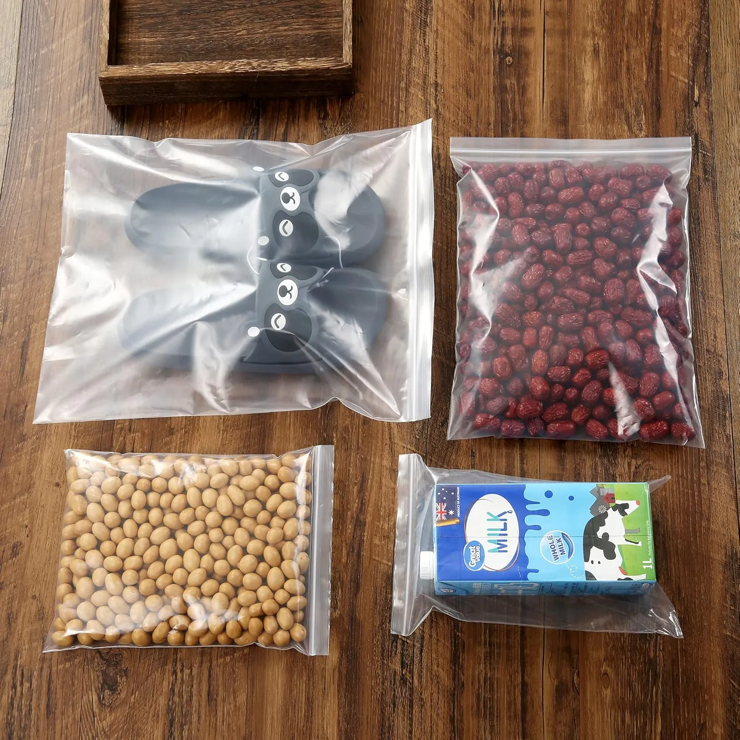 12" x 18" Large Thick 2.4 Mil Clear Zip Seal Lock Poly Bags Reclosable Plastic Bags Clothing T-Shirts Shoes Toys Snack Zipper Bags (30 Pack)
