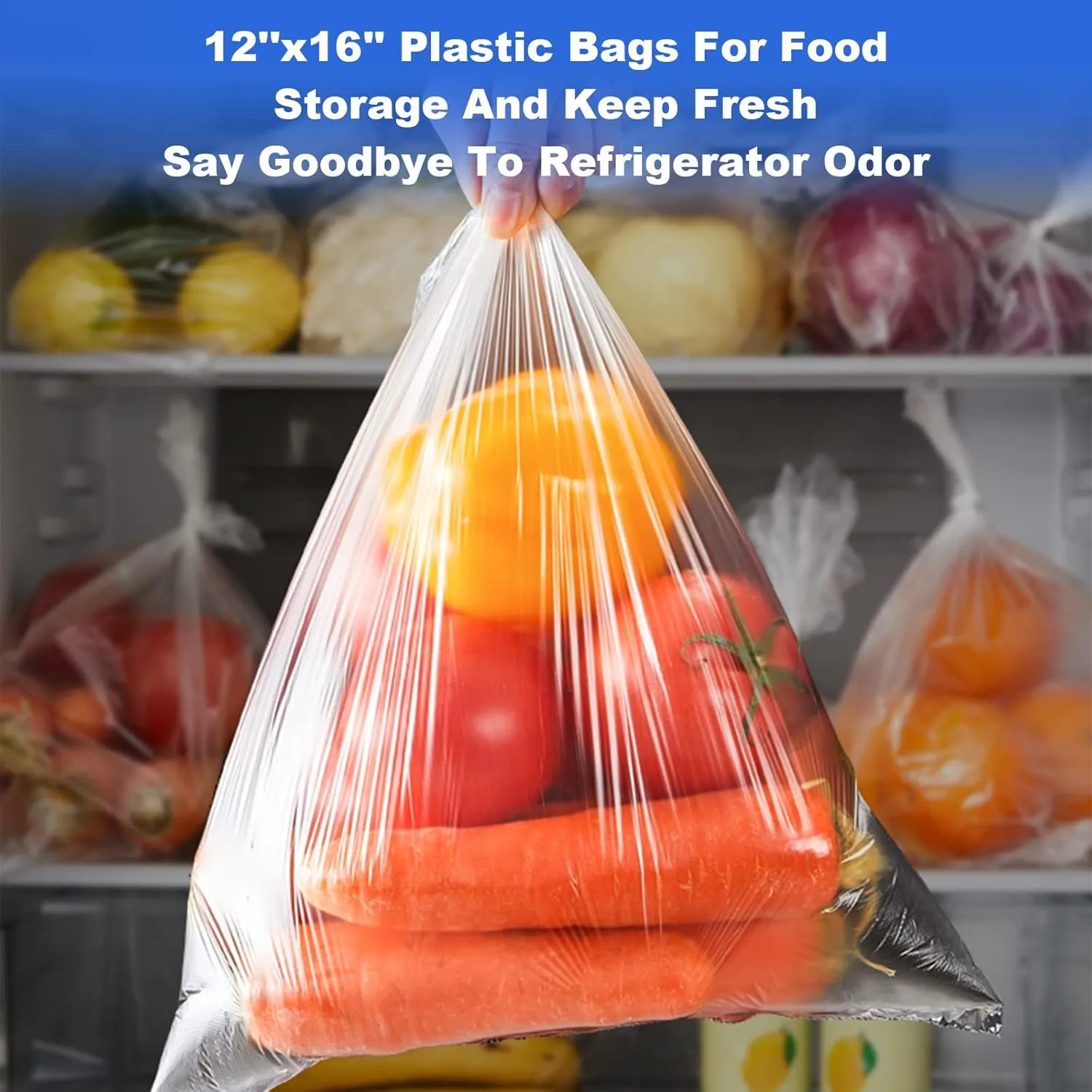 12x16 Plastic Produce Bags on a Roll - Clear Plastic Bags for Food, Vegetable, Fruits, Bread, Pet Bags and Grocery Clear Bag- 350 Bags/roll (2 Roll)