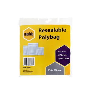 130 x 200mm Zip Lock / Resealable Bags x 50's pack