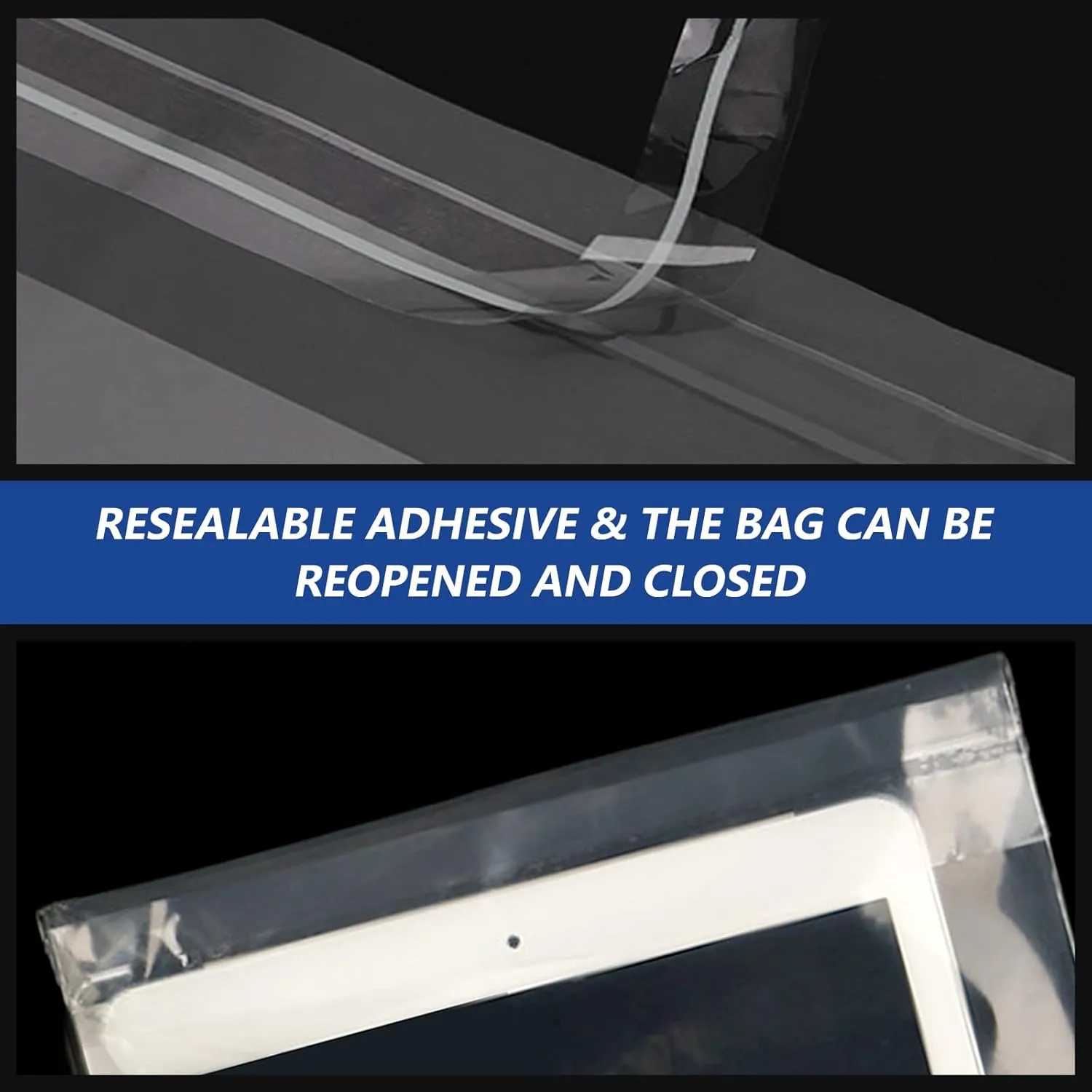 13" x 15" (100 Count) Self Seal Clear Poly Bags with Suffocation Warning for Packaging, Shipping, Clothing, Shirts & FBA - Resealable Adhesive