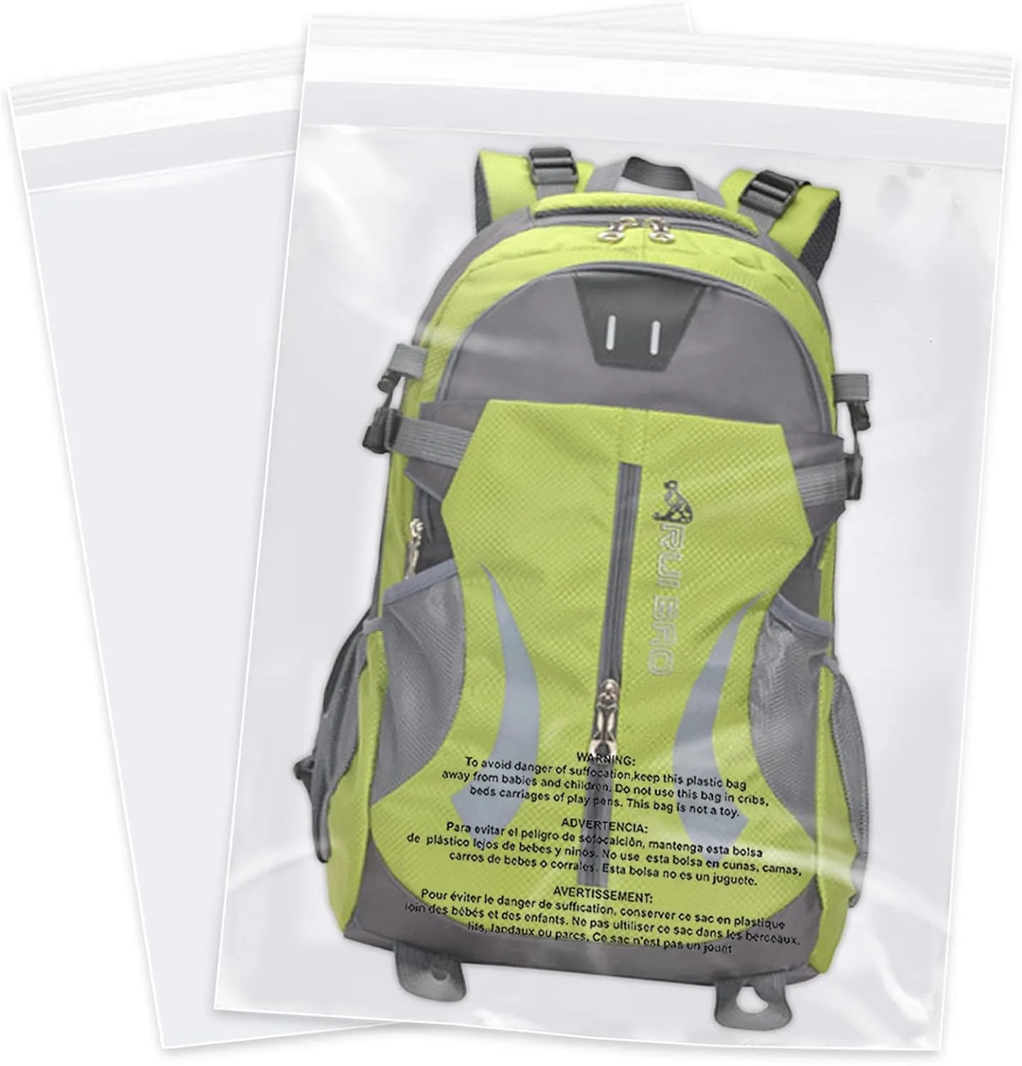 18" x 24" (100 Count) - Clear Poly Bags with Suffocation Warning Self Seal for Packaging, Shirts, Clothing & FBA - Permanent Adhesive