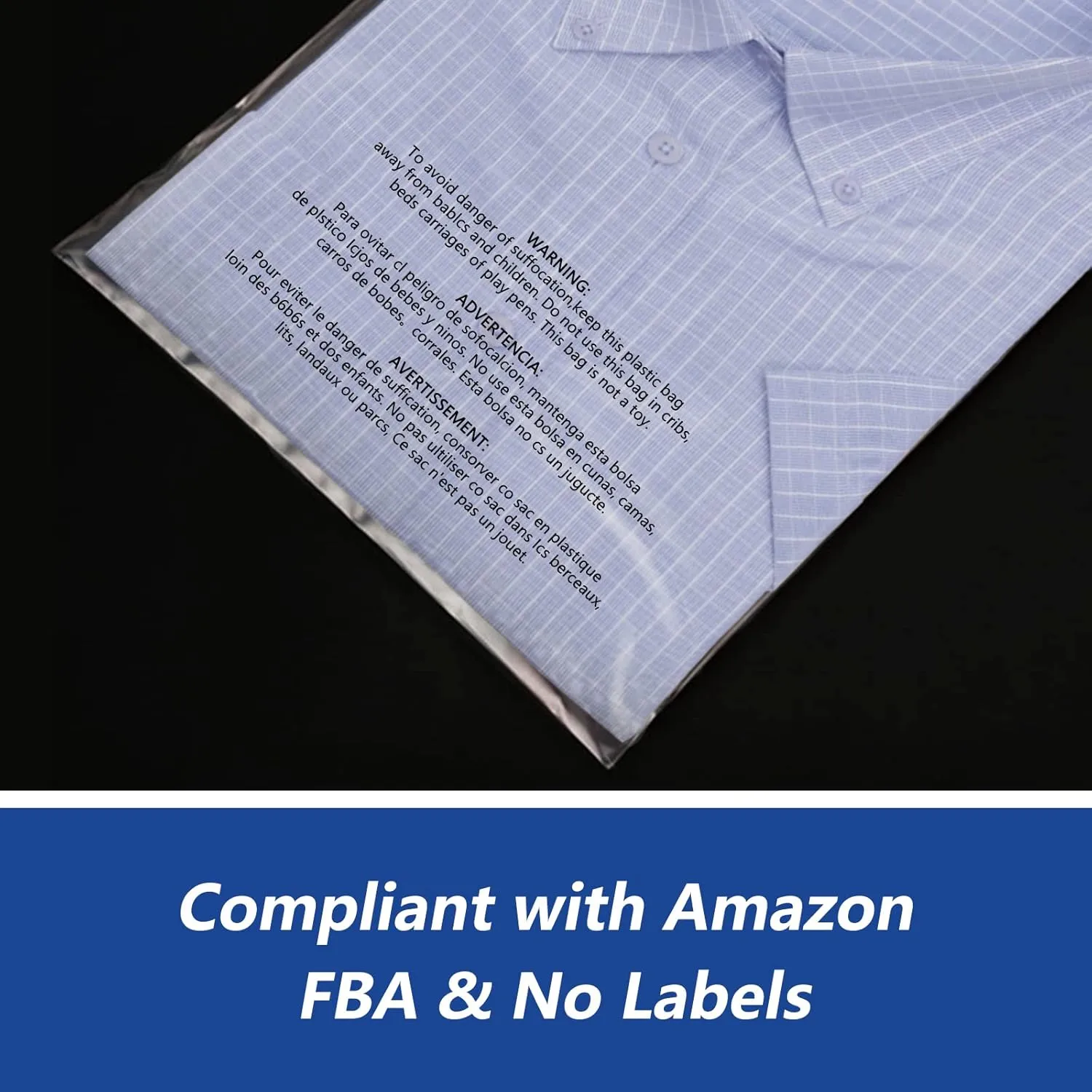 18" x 24" (100 Count) - Clear Poly Bags with Suffocation Warning Self Seal for Packaging, Shirts, Clothing & FBA - Permanent Adhesive