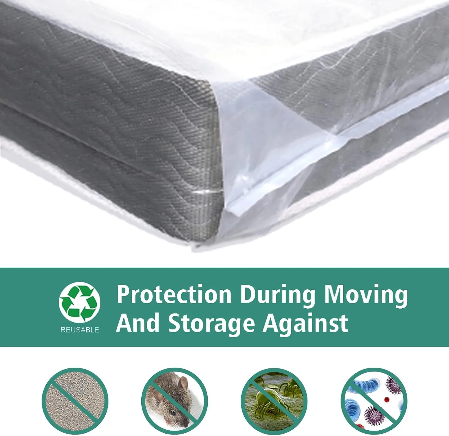 [2-Pack 5-Mil] HOMEIDEAS Mattress Bag (Twin/Full) for Moving and Storage Transparent Mattress Disposal Bag - Heavy Duty & Tear Resistant