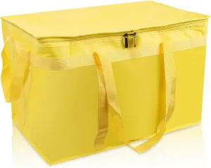 2 Pack Insulated Food Delivery Bag Yellow Pizza Delivery Bags for Hot & Cold Food, Large Capacity Reusable Warming Bag Catering Cooler Bag for Party
