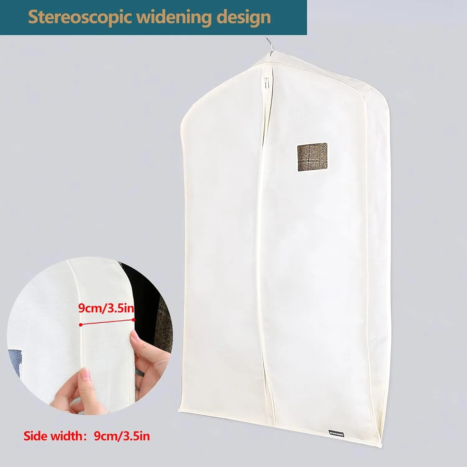 2 packs, zippered laundry bag hanging jacket jacket cover new clothes hanger jacket set hanging household clothing storage cover (22.8'D x 3.5'W x 51.2'H white)