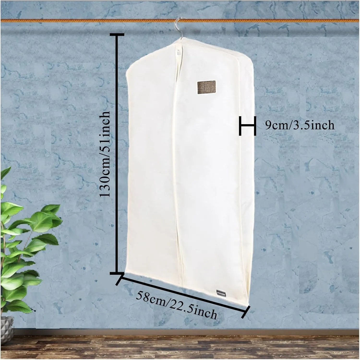 2 packs, zippered laundry bag hanging jacket jacket cover new clothes hanger jacket set hanging household clothing storage cover (22.8'D x 3.5'W x 51.2'H white)
