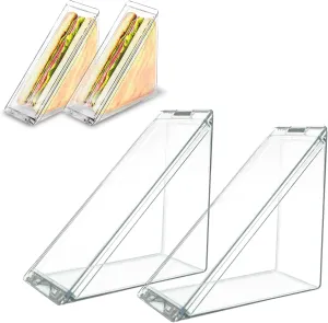 2 Pcs Triangle Sandwich Container, Sandwich Box Container, Reusable Sandwich Containers for Lunch Boxes, Sandwich Holder with Lid, Sandwich Container for Picnic Travel (Transparent)
