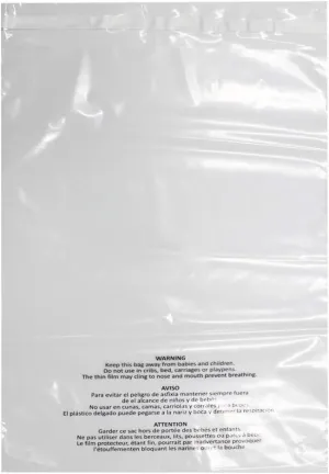200 Count 12x15 Inch Self Seal Clear Poly Bags with Suffocation Warning for Packaging Clothing, T Shirts, Decorative Wrappers and More with Permanent Adhesive (1.5mil)
