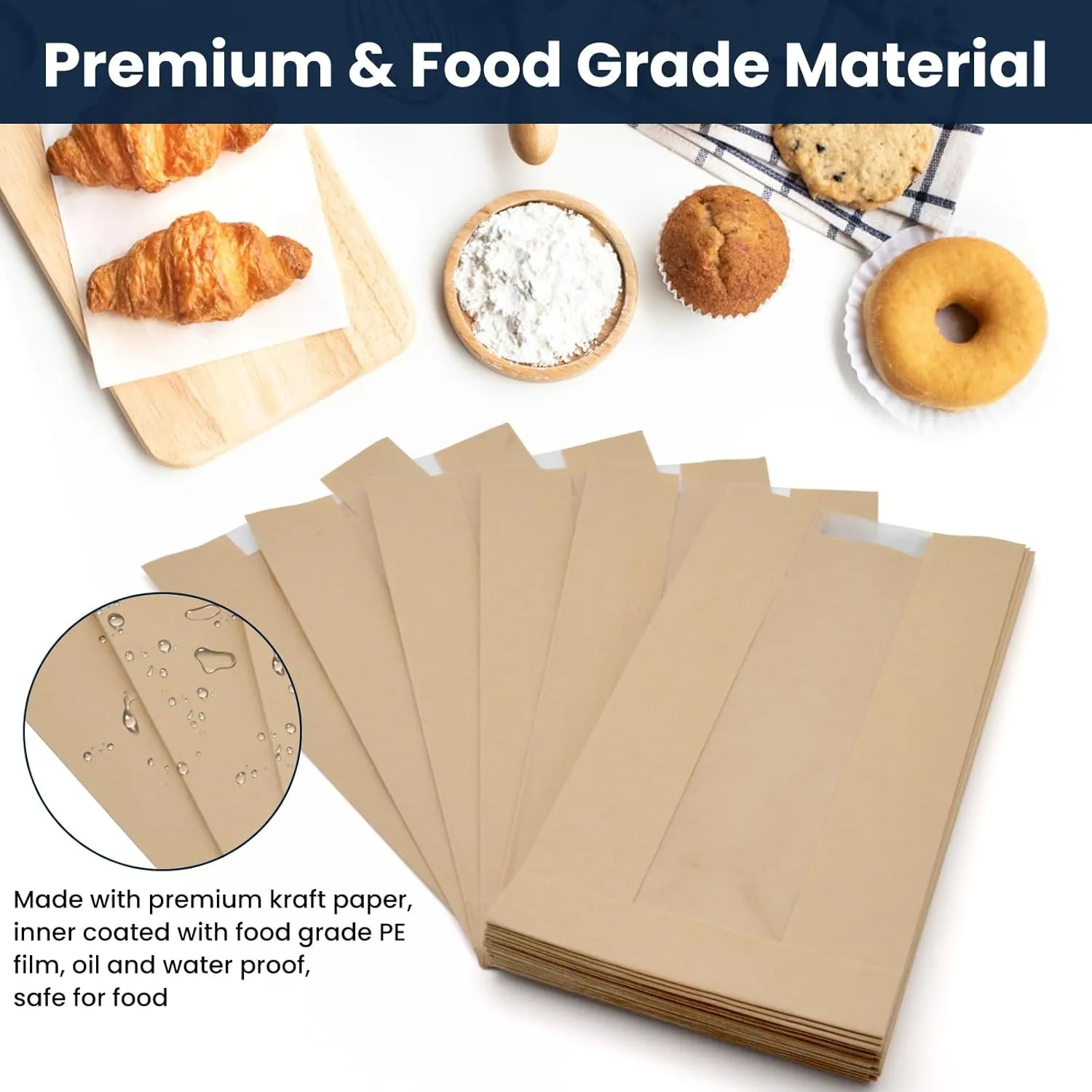 200 PACK Large Paper Bread Bags, Paper Bakery Bags Kraft Paper Bread Loaf Bags with Transparent Window Including Label Seal Sticker for Homemade Bread (9.05x4.72x1.97 Inch)